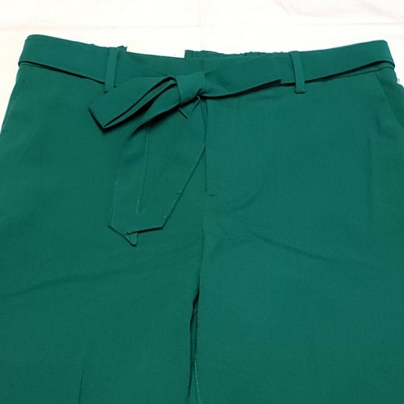 Women’s Slim Ankle Tie-Waist Crepe Pants Green NWT - Picture 7 of 8